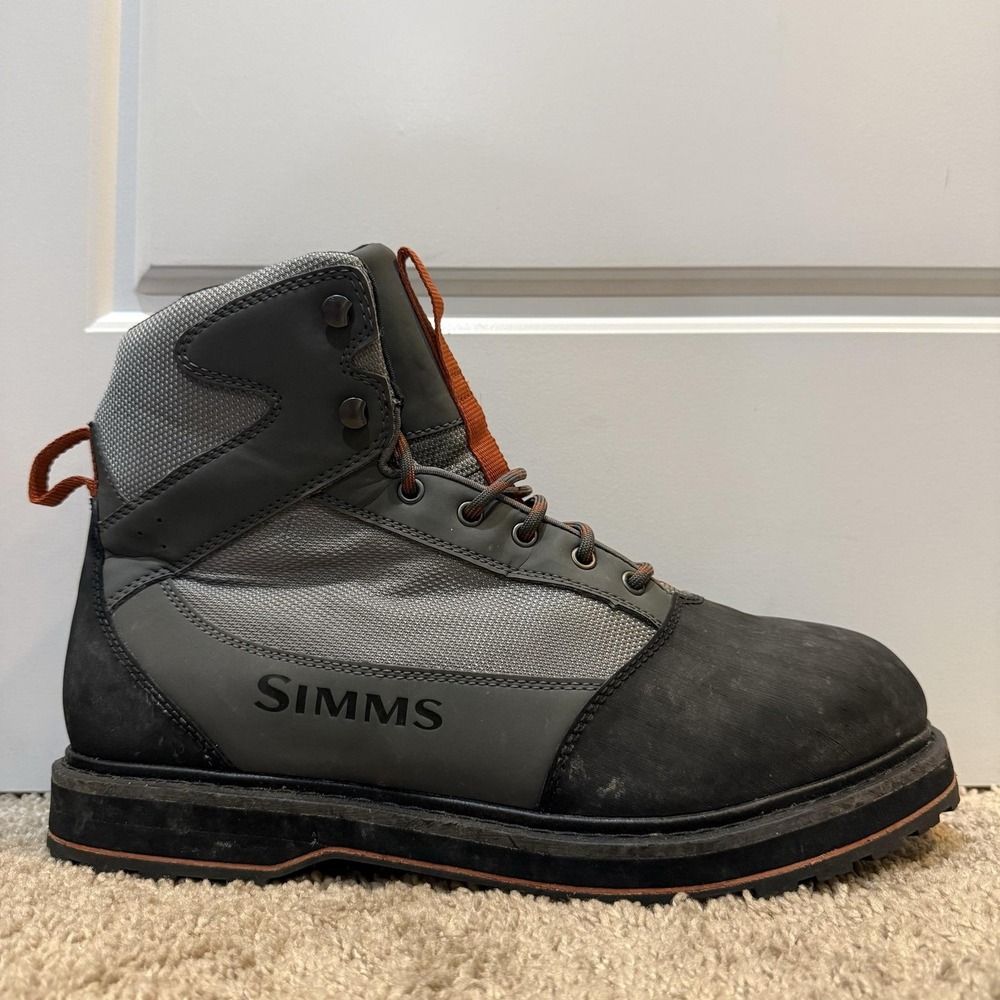 Simms Wading Boots Mens 13 Gray Mesh Rubber Sole Fly Fishing Gear 42612-00